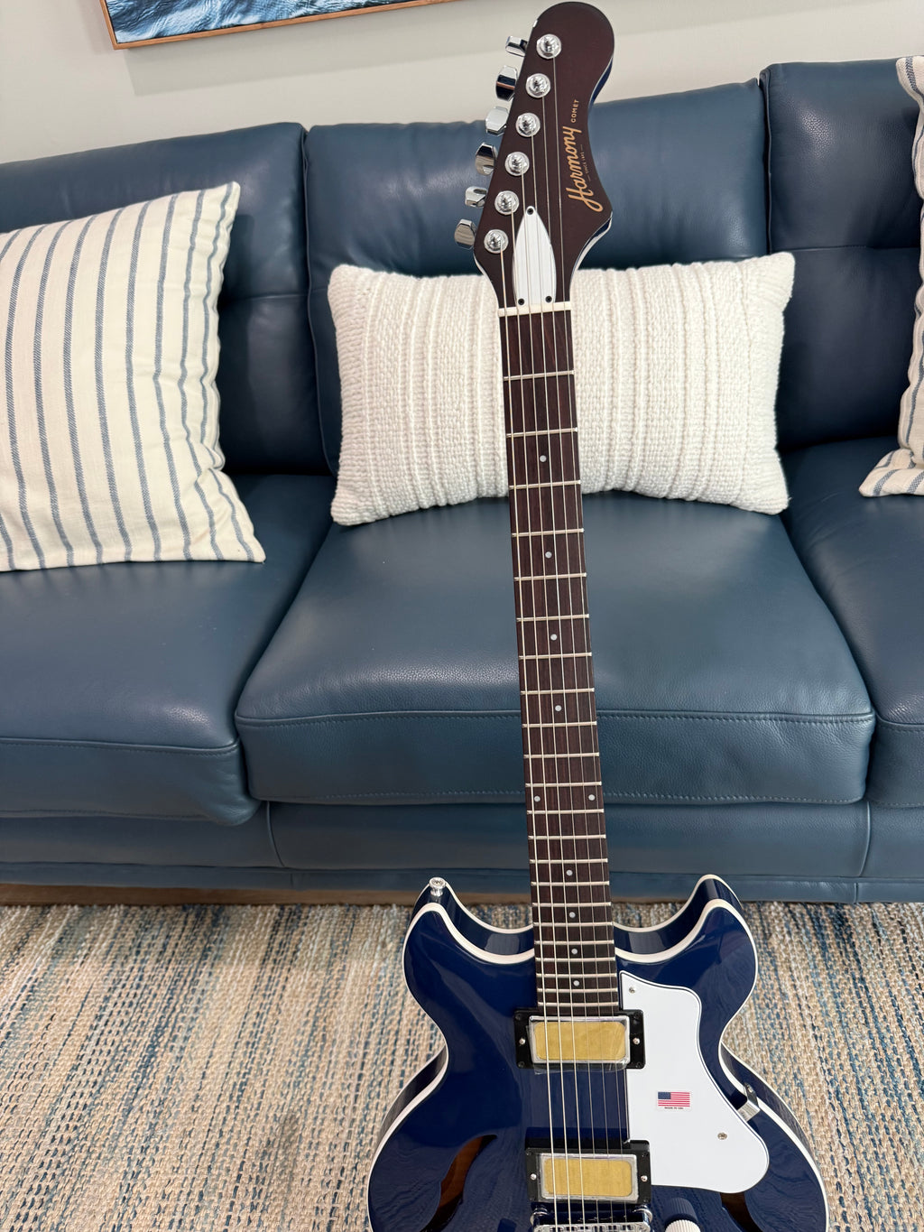 Harmony Standard Comet Electric Guitar w/Case, RW FB, Midnight Blue