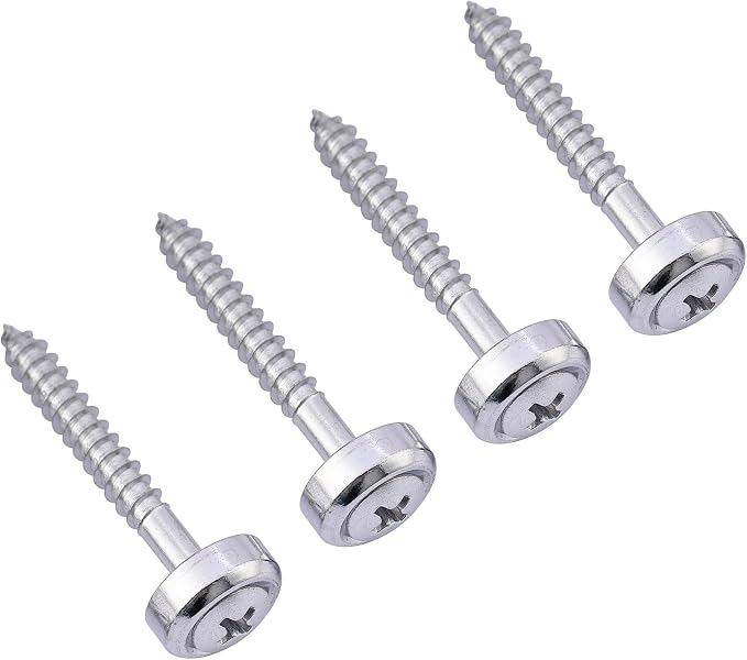 Musiclily Basic Steel Guitar Bass Neck Joint Bushings and Bolts Chrome 4Pcs