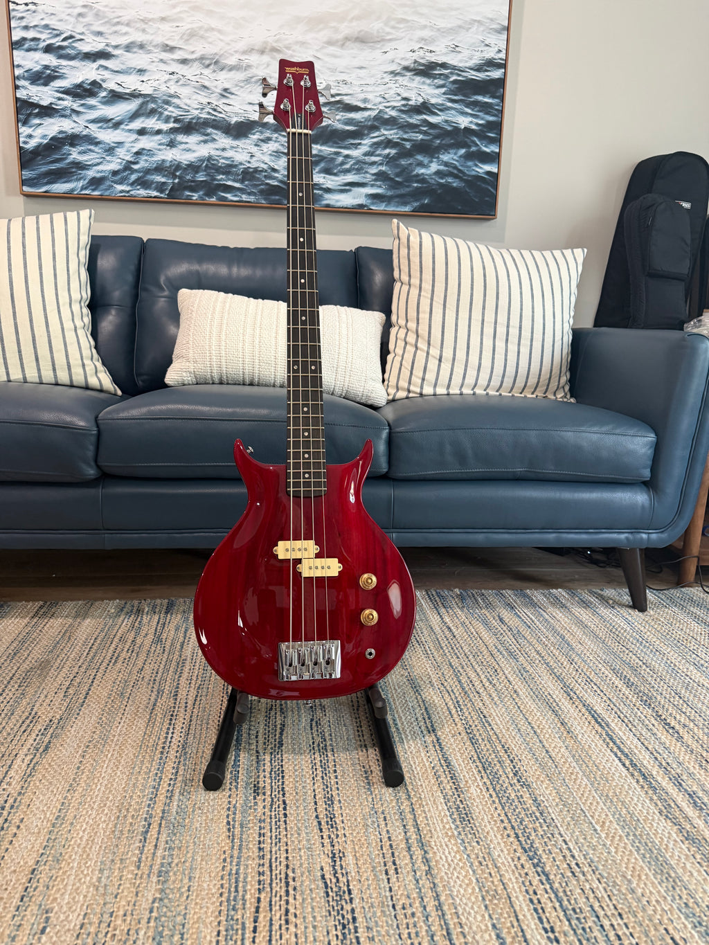 Basse électrique Washburn SB4R Wing Series Scavenger, rouge transparent