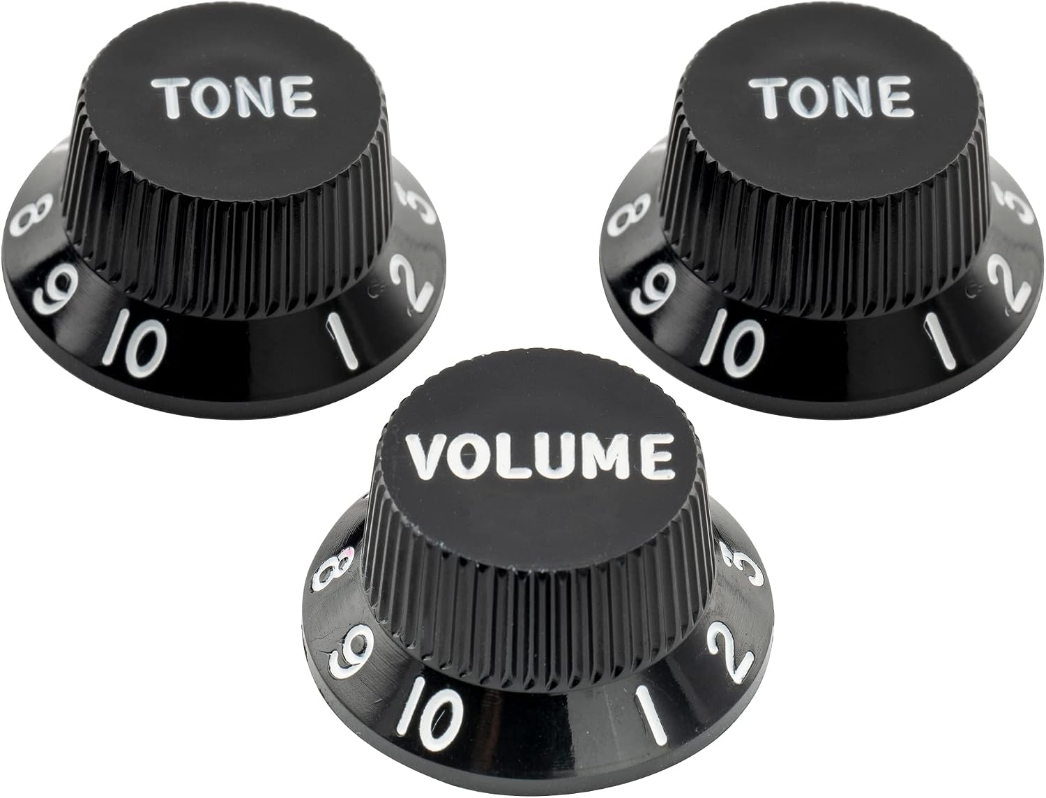 Boutons de contrôle de volume de tonalité Strat Musiclily Ultra Universal pour guitare électrique Fender Strat ST, jeu de 2T1V noirs