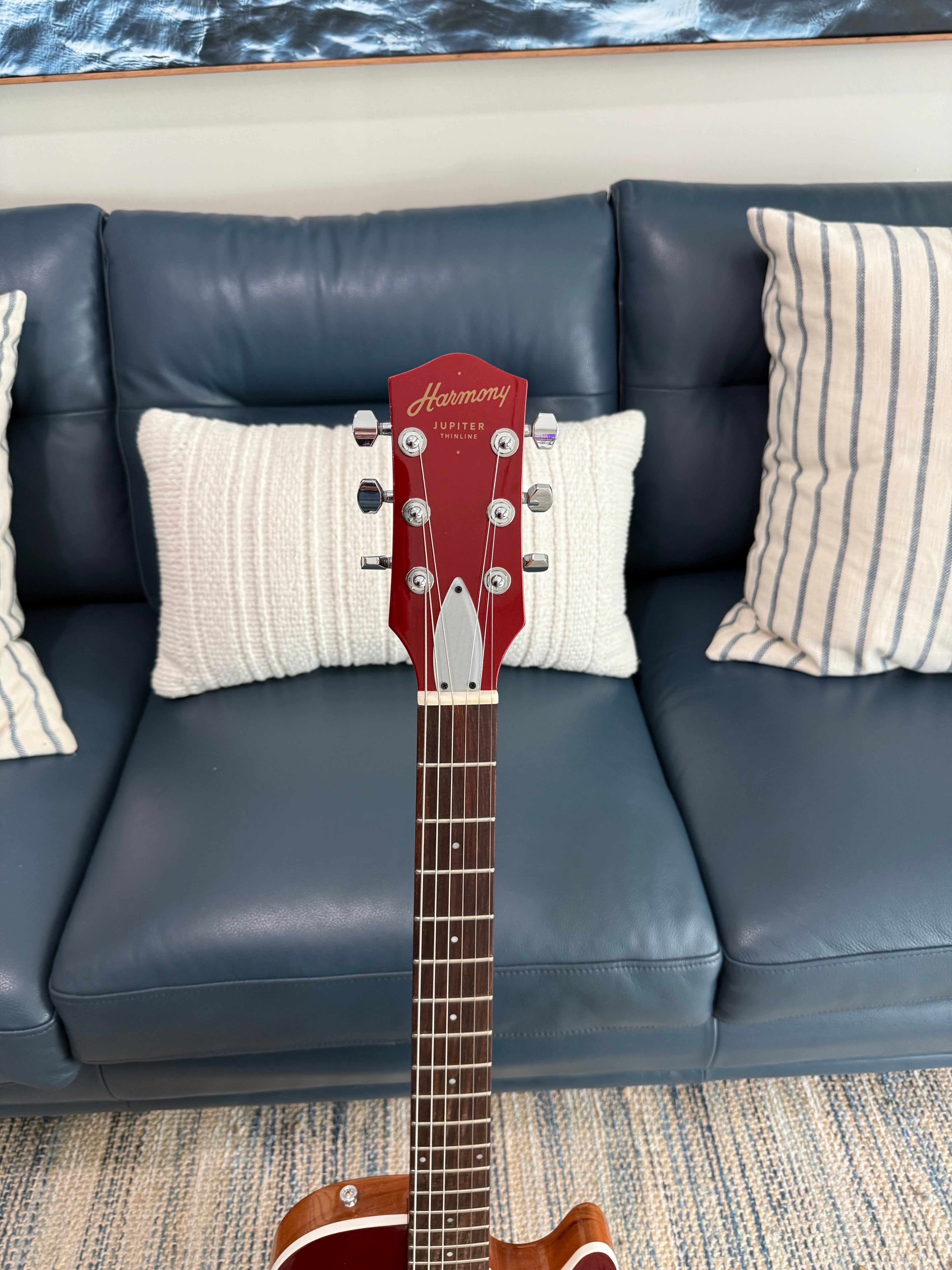 Harmony Standard Jupiter Thinline Electric Guitar w/Case, Cherry