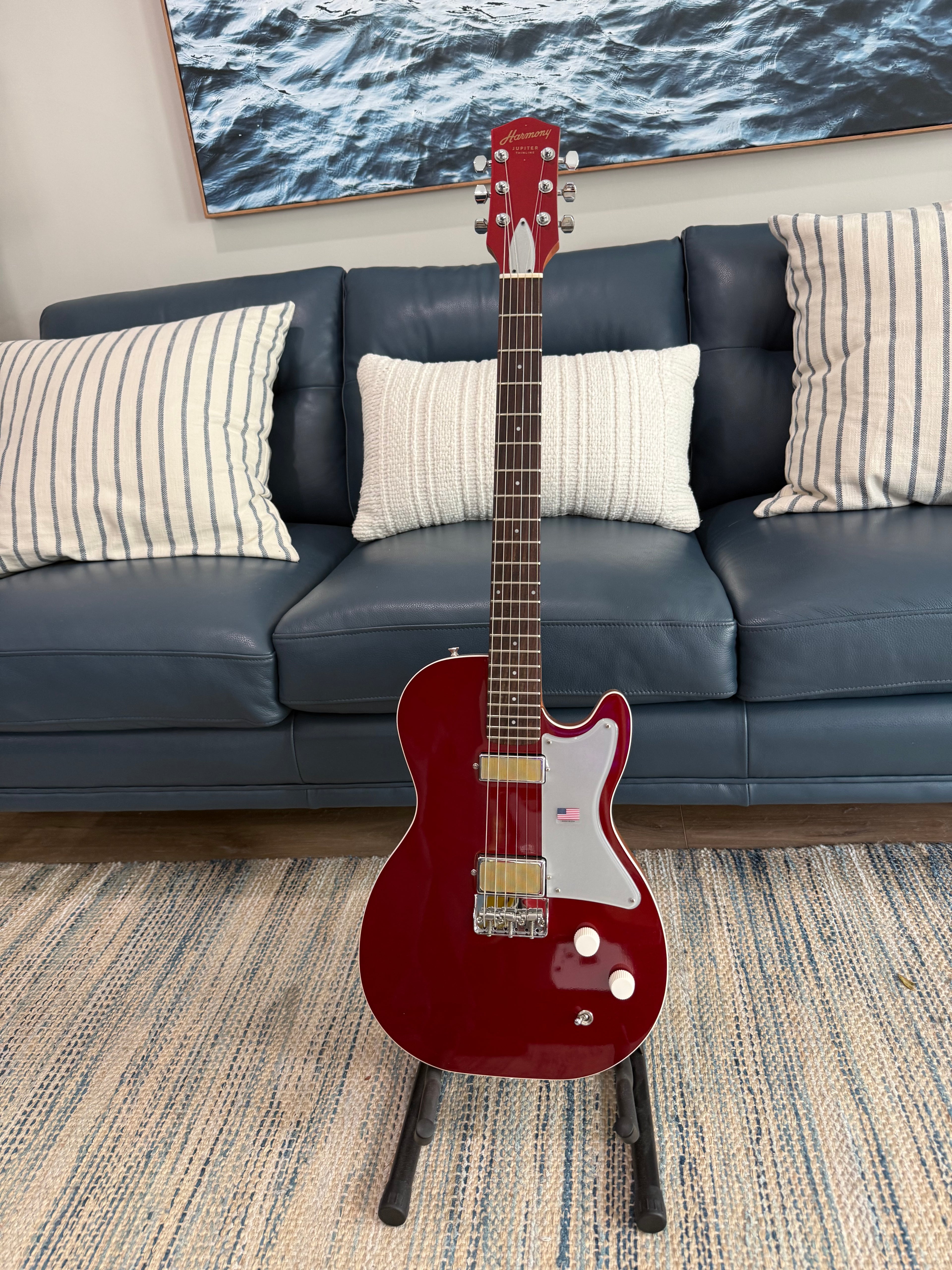 Harmony Standard Jupiter Thinline Electric Guitar w/Case, Cherry