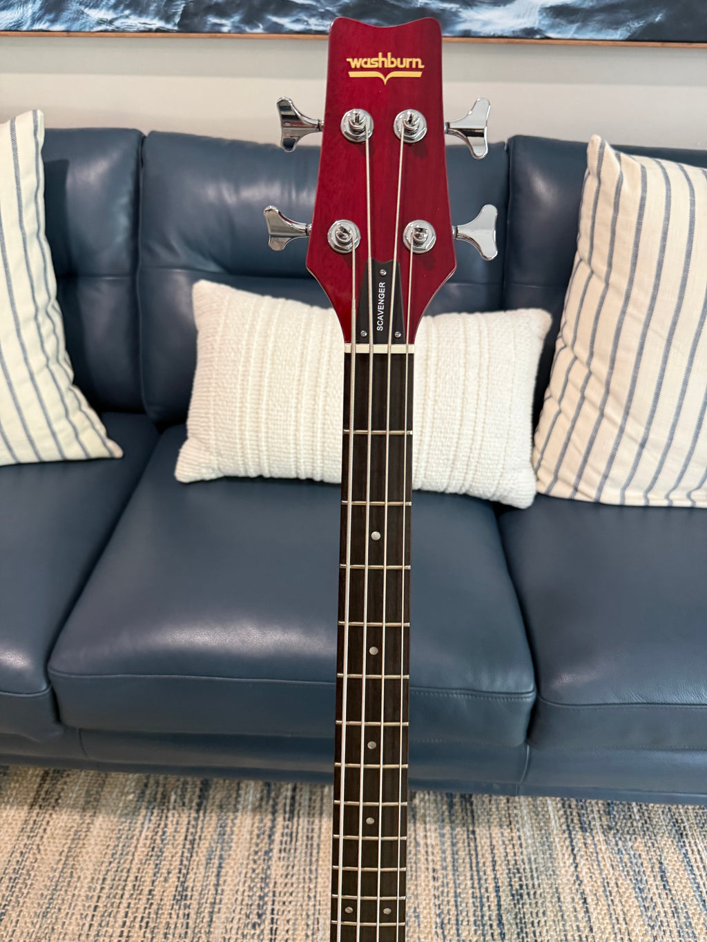 Basse électrique Washburn SB4R Wing Series Scavenger, rouge transparent