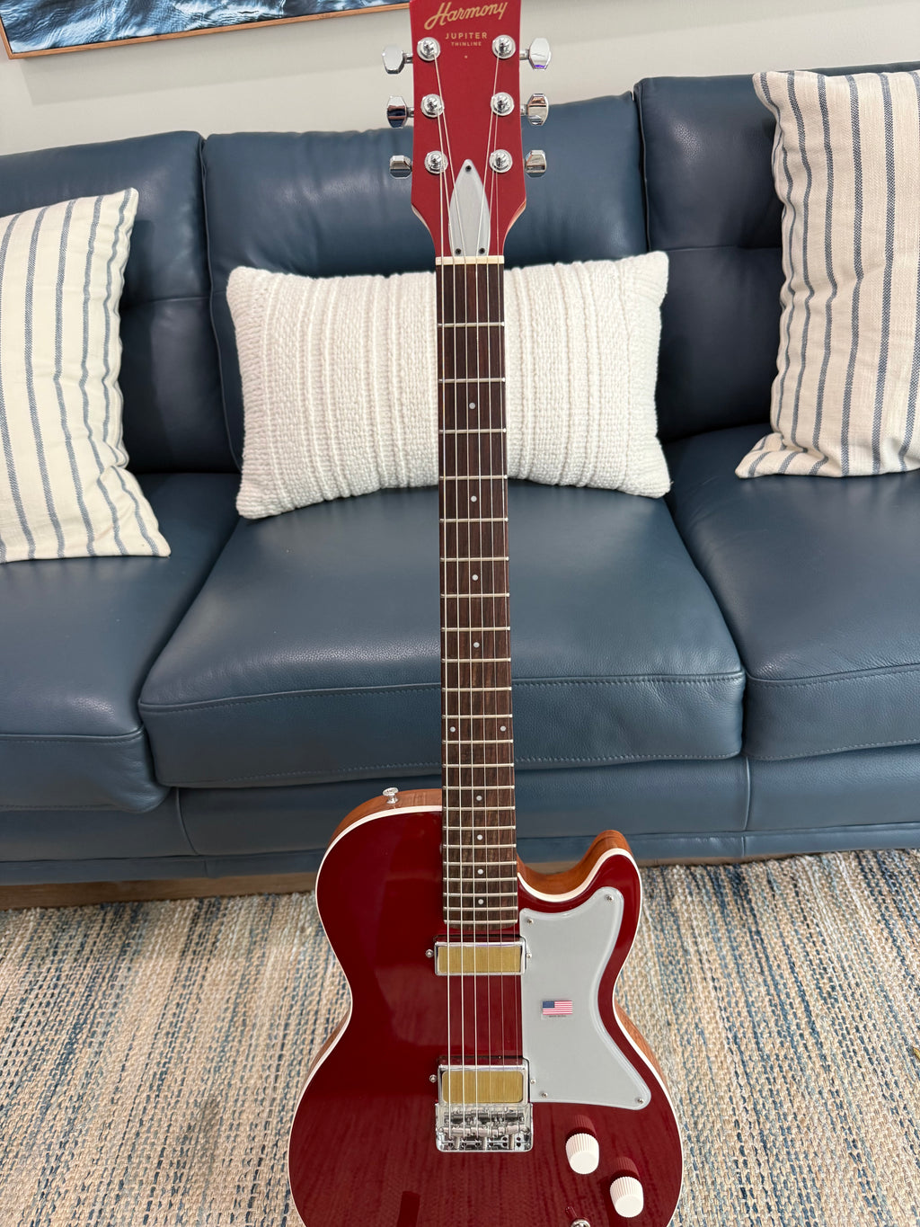 Harmony Standard Jupiter Thinline Electric Guitar w/Case, Cherry