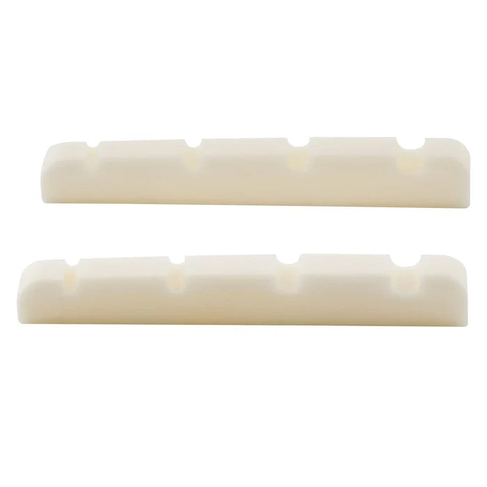 Musiclily Basic 38mm Flat Bottom Bone Slotted Bass Nut for 4 String Bass Guitar, 38*3.5*5/4.5mm (Set of 2)