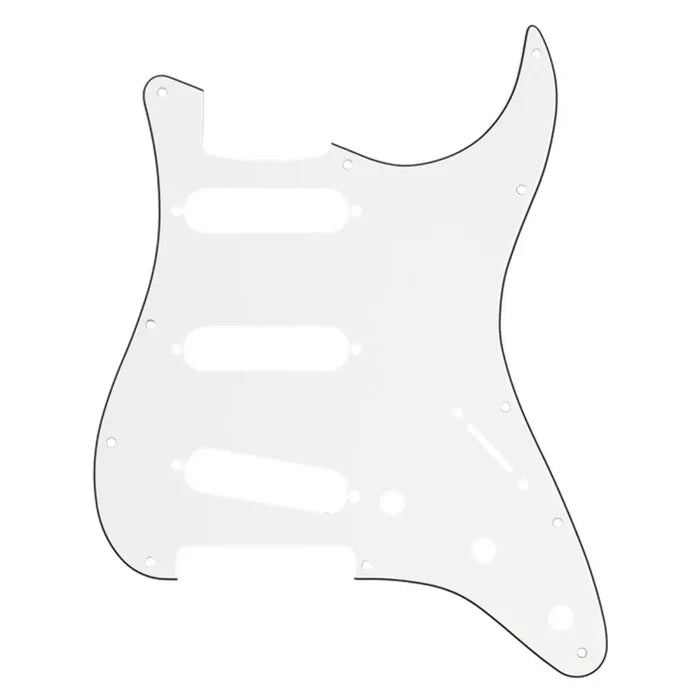 Musiclily Pro SSS 11-Hole Strat guitar pickguard for Fender USA/Mexican Standard Strat, 1/3/4 ply white, modern style