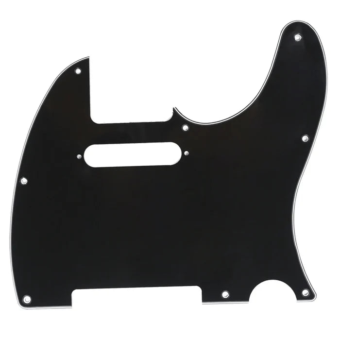 Musiclily Pro 8 Hole Tele Guitar Pickguard for USA/Mexican Made Fender Standard Telecaster Modern Style, 1/3/4 Ply 3ply Black
