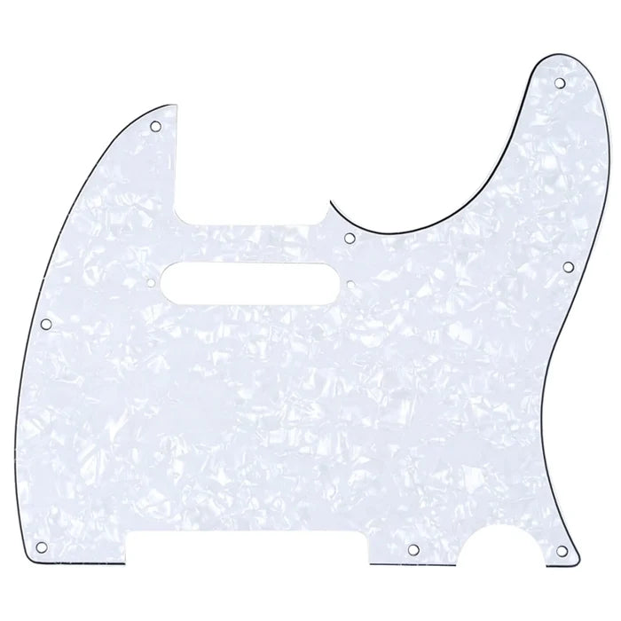 Musiclily Pro 8 Hole Tele Guitar Pickguard for USA/Mexican Made Fender Standard Telecaster Modern Style, 1/3/4 Ply 4ply White Pearl