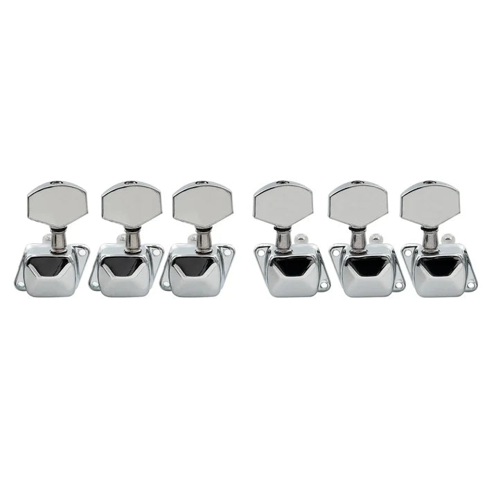Musiclily Basic R15A 3R3L 15:1 Ratio Semi Closed Machine Heads Tuners Tuning Pegs Keys with 45 Degree Screw for Acoustic Electric Guitar Chrome