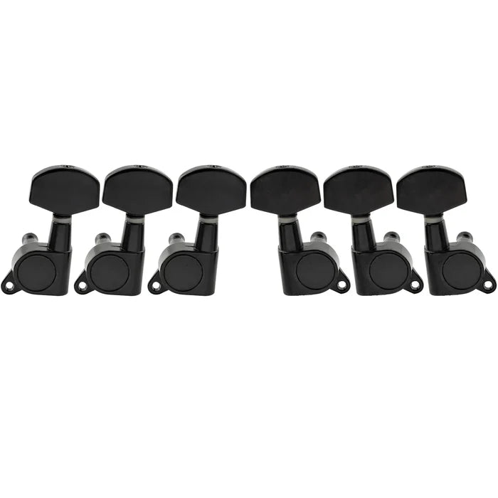 Musiclily Pro R15J-02 3R3L 15:1 Ratio Full Sealed Machine Heads Tuners Tuning Pegs Keys with Big Hex Button 45 Degree Screw for Acoustic Electric Guitar Black