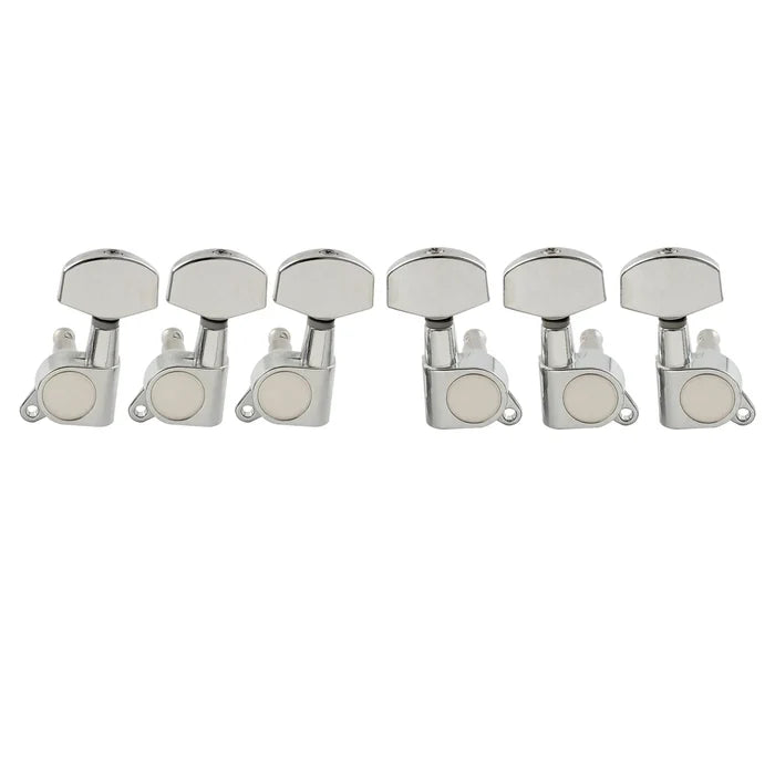 Musiclily Pro R15J-02 3R3L 15:1 Ratio Full Sealed Machine Heads Tuners Tuning Pegs Keys with Big Hex Button 45 Degree Screw for Acoustic Electric Guitar Chrome