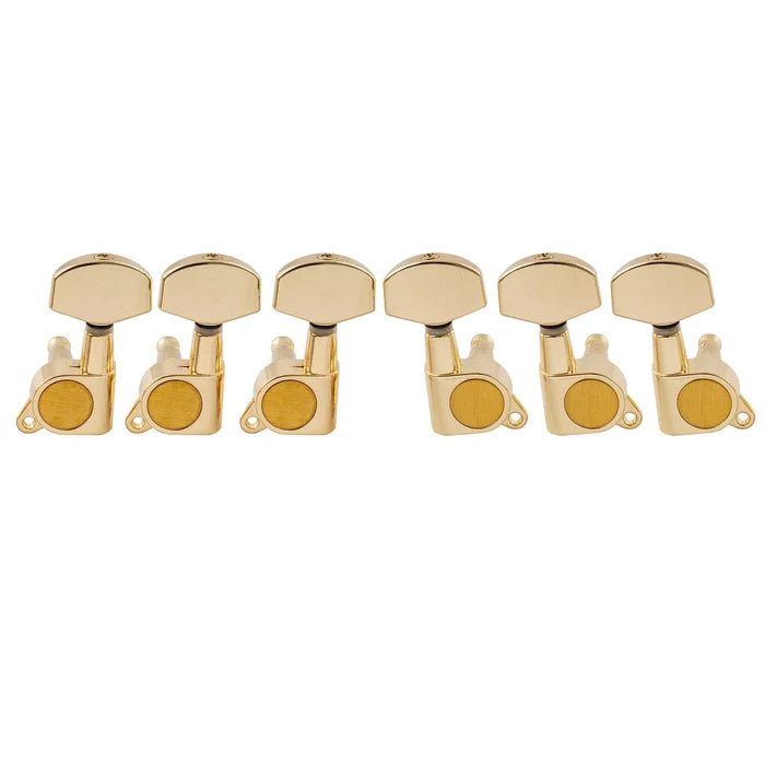 Musiclily Pro R15J-02 3R3L 15:1 Ratio Full Sealed Machine Heads Tuners Tuning Pegs Keys with Big Hex Button 45 Degree Screw for Acoustic Electric Guitar Gold