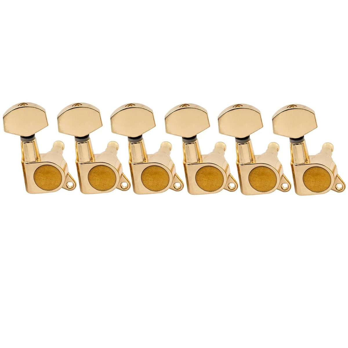 Musiclily Pro R15J-03 6 in Line Guitar Sealed Tuners Tuning Keys Pegs Machine Heads Set for Fender Strat Tele Style Guitar 6R Gold