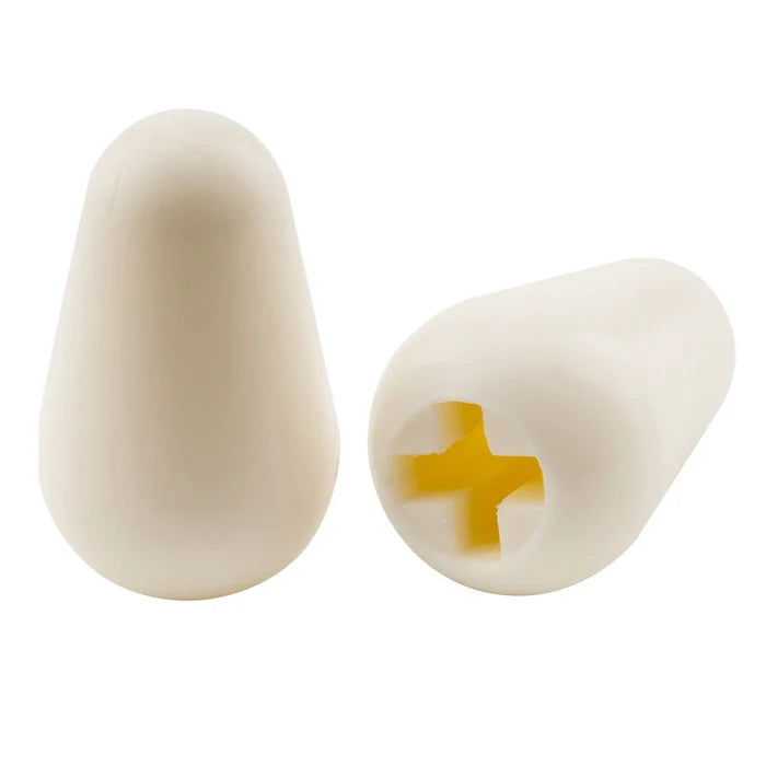 Musiclily aged white 5-way guitar switch tips for Fender Strat Tele style guitars, set of 2, compatible with USA Fender models.