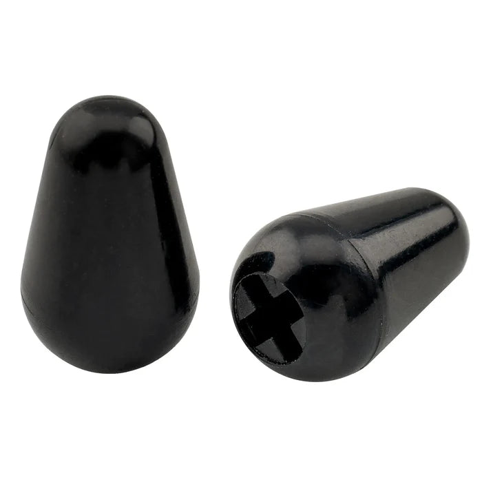 Musiclily black 5-way lever switch tips for USA Fender Strat Tele style guitars, set of 2, for guitar wiring and upgrades.