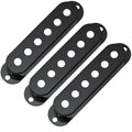 Musiclily Pro plastic guitar single coil pickup covers for USA and Mexico Strat in black, showing the sleek, durable design.