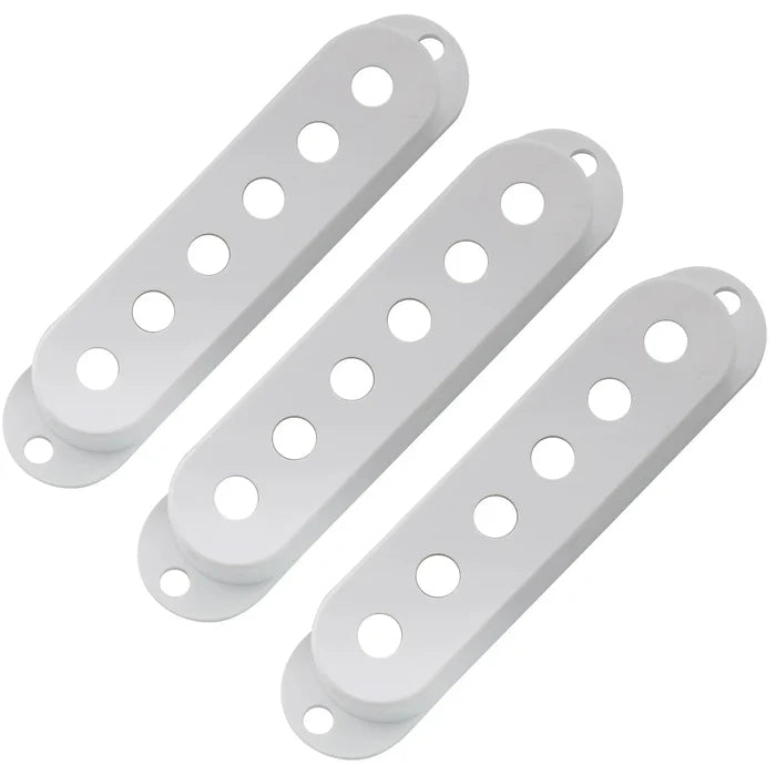 Musiclily pro plastic guitar single coil pickup covers for USA and Mexico Strat, white color, new product, close-up view