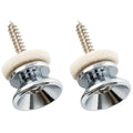 Musiclily Pro steel strap button end pins for acoustic electric guitar, set of 2 in chrome finish, with polished metallic surface.