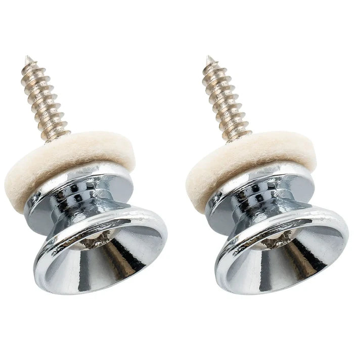 Musiclily Pro steel strap button end pins for acoustic electric guitar, set of 2 in chrome finish, with polished metallic surface.
