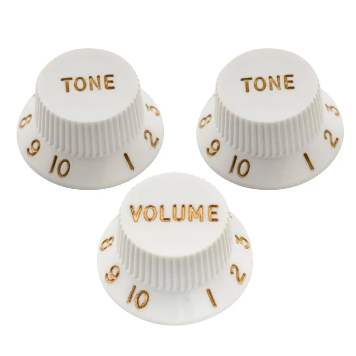 Musiclily Ultra boutons de contrôle de volume et de tonalité Strat universels pour guitare électrique de style Fender Strat ST, jeu de 2T1V, blanc