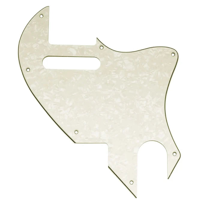 Musiclily Pro 7 Holes guitar pickguard for Fender F-Hole hybrid Tele style electric guitar in aged white pearl with 4-ply construction