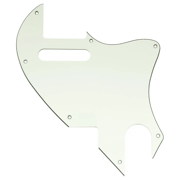 Musiclily Pro 7 Holes guitar pickguard for Fender F-Hole hybrid Tele style electric guitar, aged white 3-ply material.