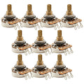 Musiclily Pro HD A250K Pots Brass Standard Split Shaft 3/8 Inch Audio Taper Potentiometers for Electric Guitar Bass (Set of 10) A250K 3/8 inch