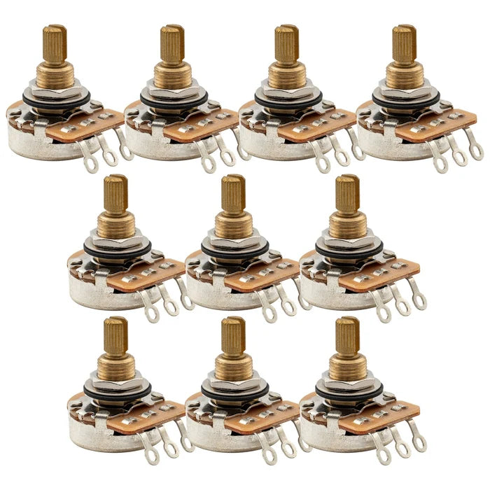 Musiclily Pro HD A250K Pots Brass Standard Split Shaft 3/8 Inch Audio Taper Potentiometers for Electric Guitar Bass (Set of 10) A250K 3/8 inch