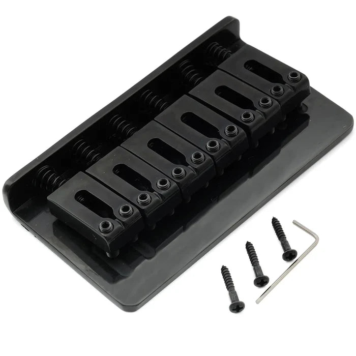 Musiclily Pro BF002 54mm(2-1/8 inch) Modern Hardtail Fixed Bridge for Electric Guitar Black