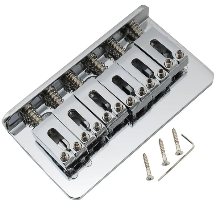 Musiclily Pro BF002 54mm(2-1/8 inch) Modern Hardtail Fixed Bridge for Electric Guitar Chrome