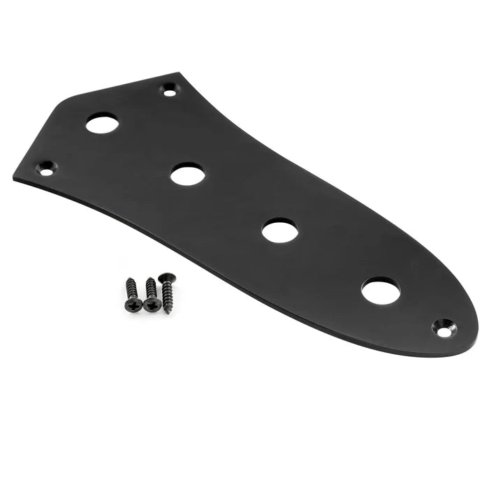 Musiclily Pro Steel 4-Hole Jazz Bass Control Plate for JB Style Electric Bass Black