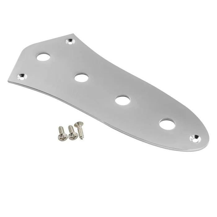 Musiclily Pro Steel 4-Hole Jazz Bass Control Plate for JB Style Electric Bass Chrome