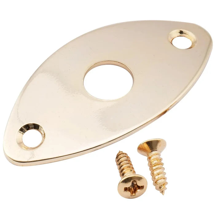 Musiclily Pro Steel Curved Oval Jack Plate for Electric Guitar Bass Gold