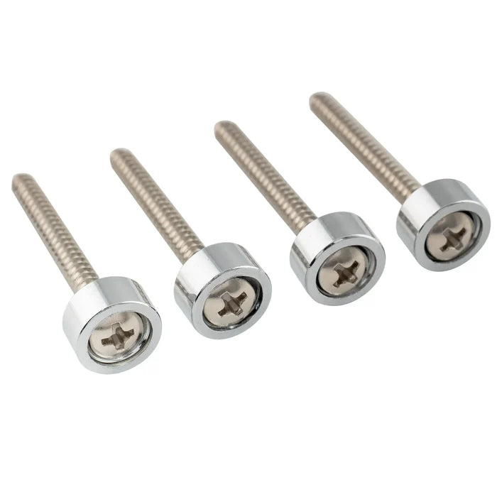 Musiclily Pro 12 mm Embouts de fixation de manche de guitare en acier, bagues et boulons de joint de manche pour guitare électrique basse, lot de 4 chromés