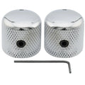 Musiclily Pro 1/4 Inch Steel Dome Universal Fitting Potentiometer Control Knob with Set Screw and Indicator Dot for Electric Guitar Bass, Set of 2 Chrome