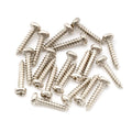 Musiclily stainless steel pan head mounting screws for acoustic electric guitar bass tuners, set of 20 nickel finish, 10mm size.