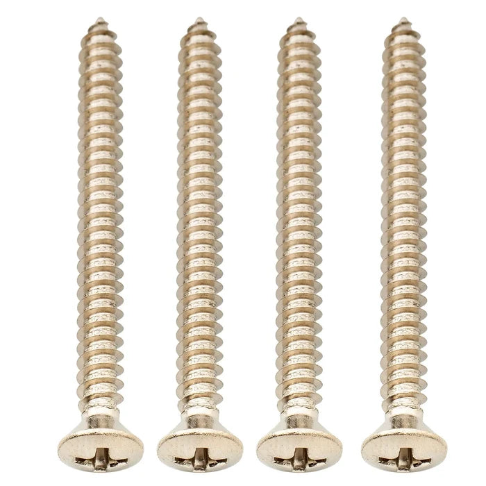 Musiclily stainless steel 4x45mm countersunk mounting screws for electric guitar bass neck plate or tremolo bridge, set of 4.