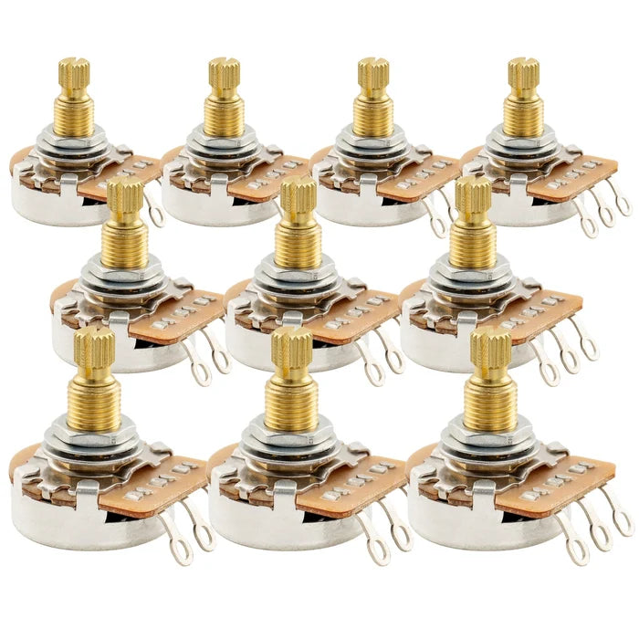 Musiclily Pro HD A250K Pots Brass Metric Split Standard Shaft 9.5mm Audio Taper Potentiometers for Electric Guitar Bass A250K 9.5mm