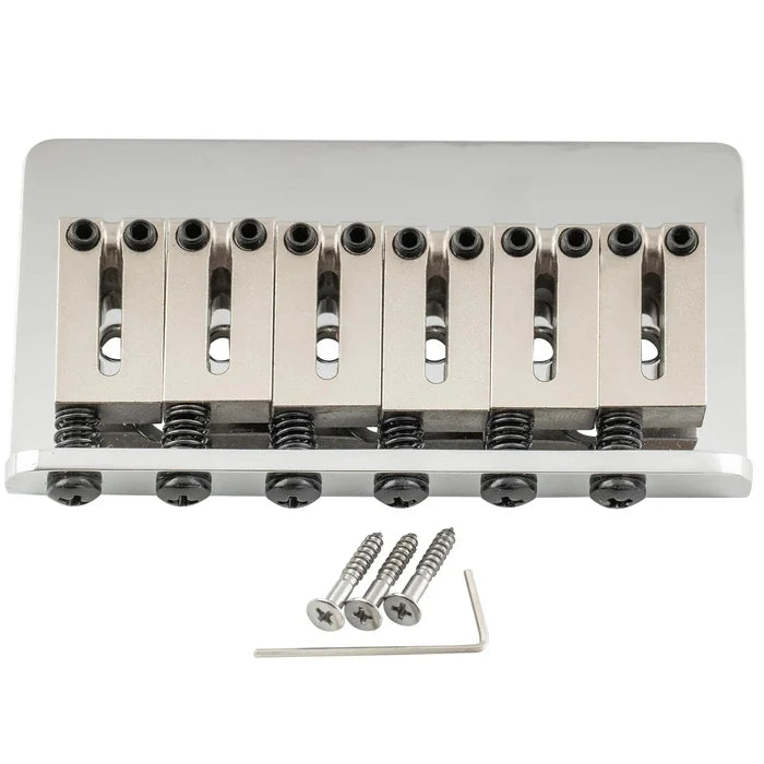 Musiclily Ultra BF008 52.5mm (2-1/16 inch) String Spacing Offset-Saddle Hardtail Fixed Bridge Non-Tremolo Bridge for Electric Guitar Chrome