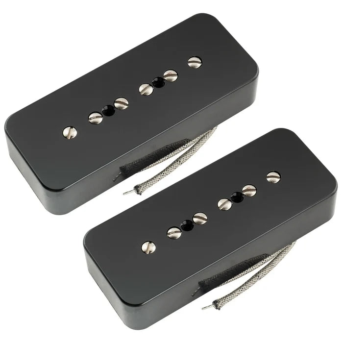 Musiclily Pro P90-MHA Alnico 5 High Output P90 Soapbar Single Coil Pickup Electric Guitar Neck Bridge Pickups Set Black