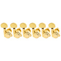 Musiclily Pro R18K-04 6-in-line 18:1 Ratio Full Sealed Locking Machine Heads Tuners Tuning Pegs Keys with Hex Button 45 Degree Screw for Strat Tele Style Electric Guitar 6R Gold