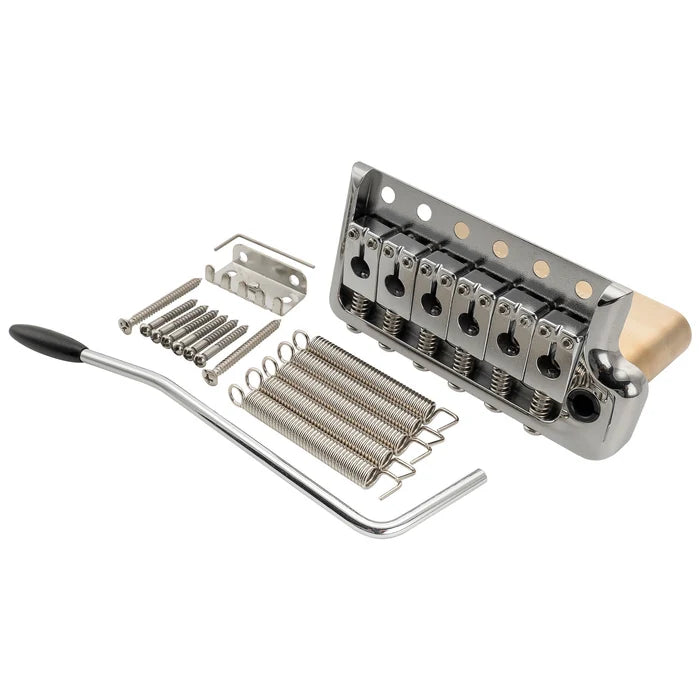 Musiclily Ultra BV022 52.5mm(2-1/16 inch) Full Solid Brass 6-Screw Knife Edge Tremolo Bridge with 36mm Block for Strat Style Electric Guitar Chrome