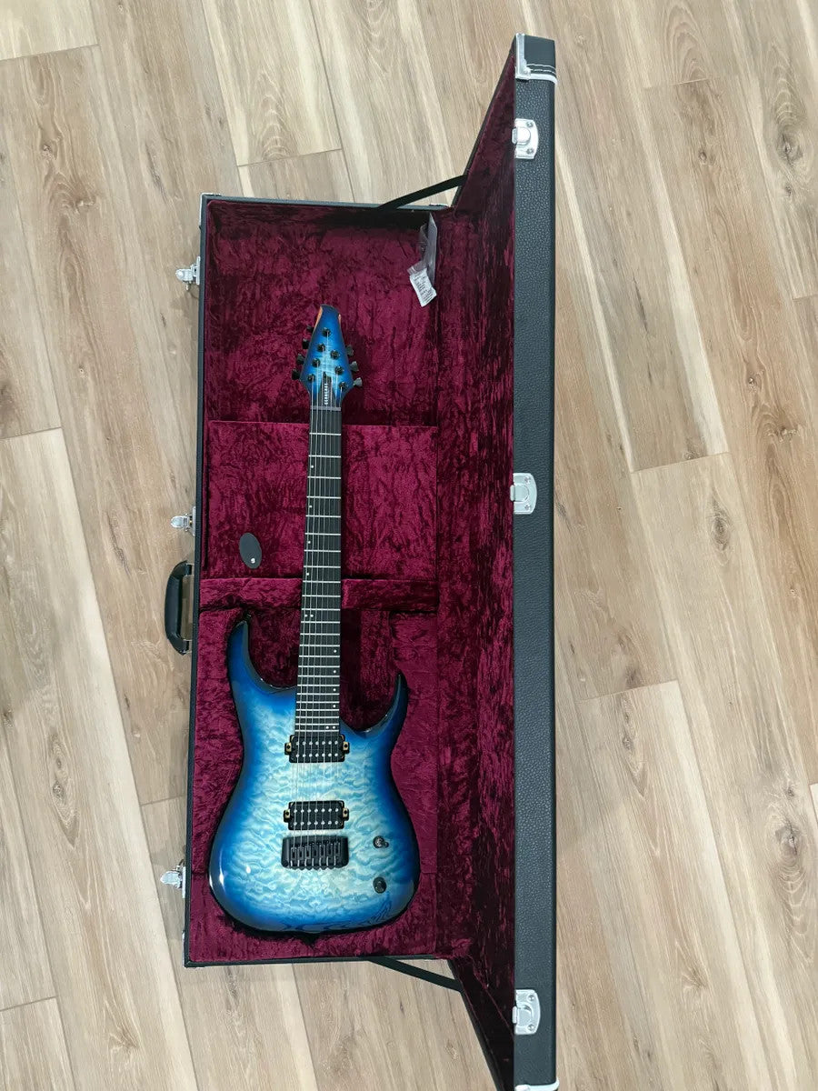 Cerberus Guitars Atlas 7 String in Titan Frost finish showcasing its sleek design and seven-string configuration.