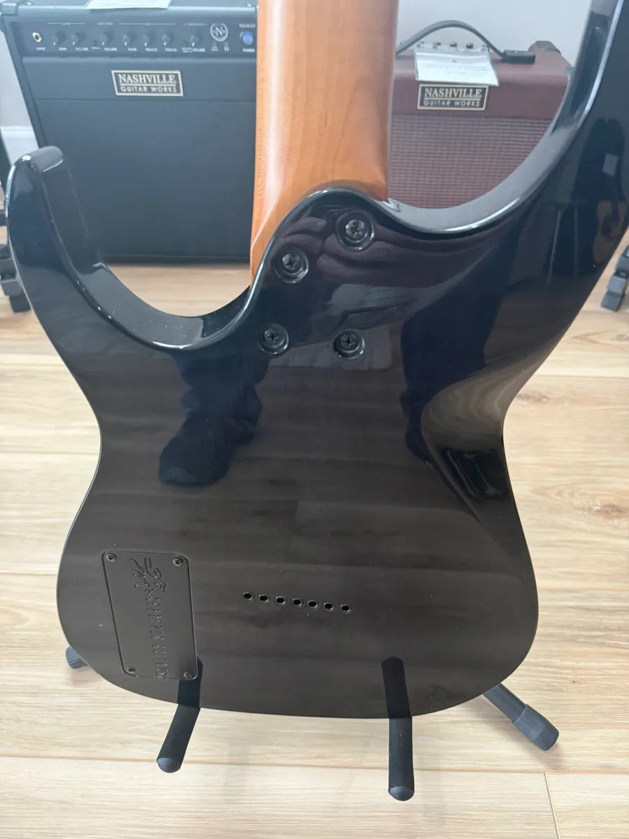Cerberus Guitars Atlas 7 String in Titan Frost finish, showcasing its sleek design and seven-string configuration.