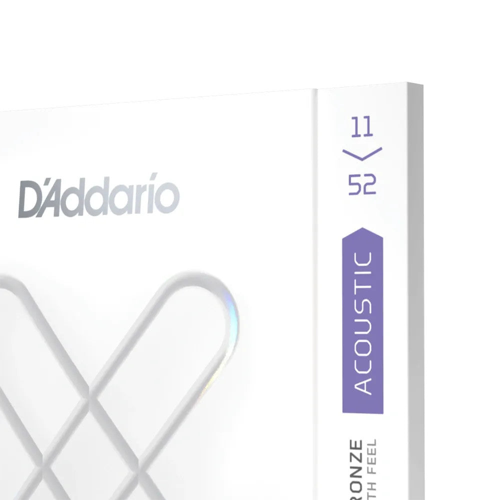 D'Addario XSAPB1152 phosphor bronze coated acoustic guitar strings set, gauge 11-52, displayed in packaging.