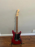 Used Fender Player Lead II guitar in Crimson Red Transparent finish with a sleek body design.