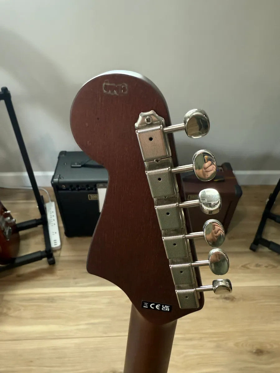 Used Fender Redondo Player Acoustic Electric Guitar in natural wood finish with a sleek design and distinct sound.