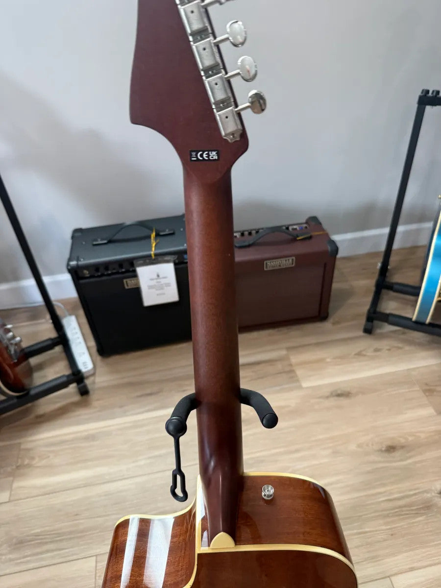Used Fender Redondo Player acoustic electric guitar with a sleek design and rich wood finish, showcasing its body and neck.