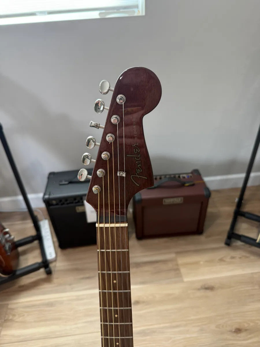 Used Fender Redondo Player Acoustic Electric Guitar in natural finish with steel strings and classic body shape.
